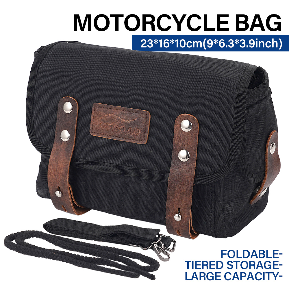 Motorcycle Gear Warehouse - Black Motorcycle Saddle Bag Universal Side